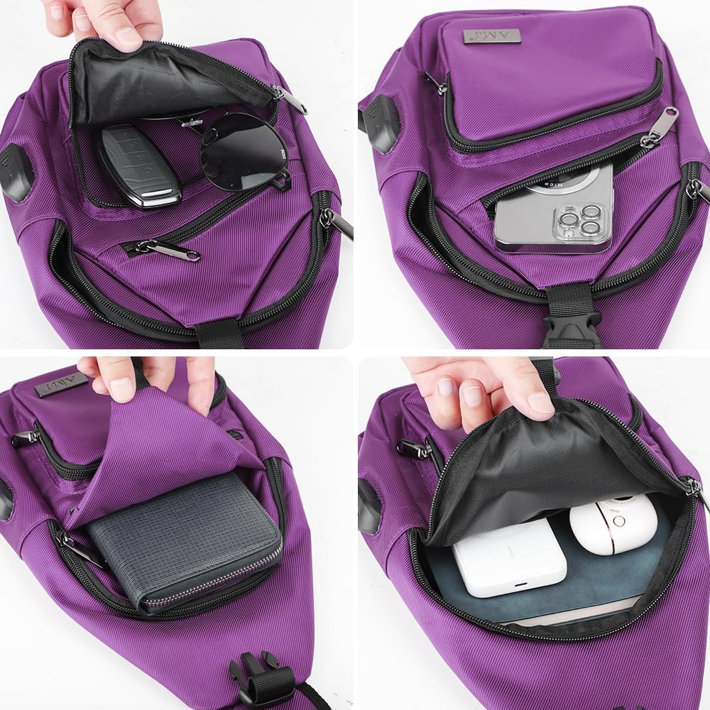 AMJ Crossbody Sling Bag Men Women, Casual Shoulder Backpack, Chest Daypack Satchel for Hiking Travel