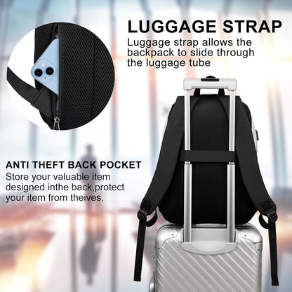 Backpack for Women, School Backpack with USB Charging Port for Teen Girls, 15.6 inch High College Bookbag Laptop Back Pack with Anti theft Water Resistant, Beige