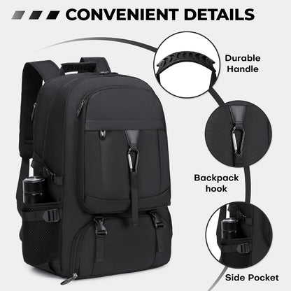 17.3 Inch gym backpack with shoe compartment,50L Multiple Compartments Backpacks, Airline Approved Carry on Travel Daypack Anti Theft with USB Charging Port,for Men Women Travel Work Business