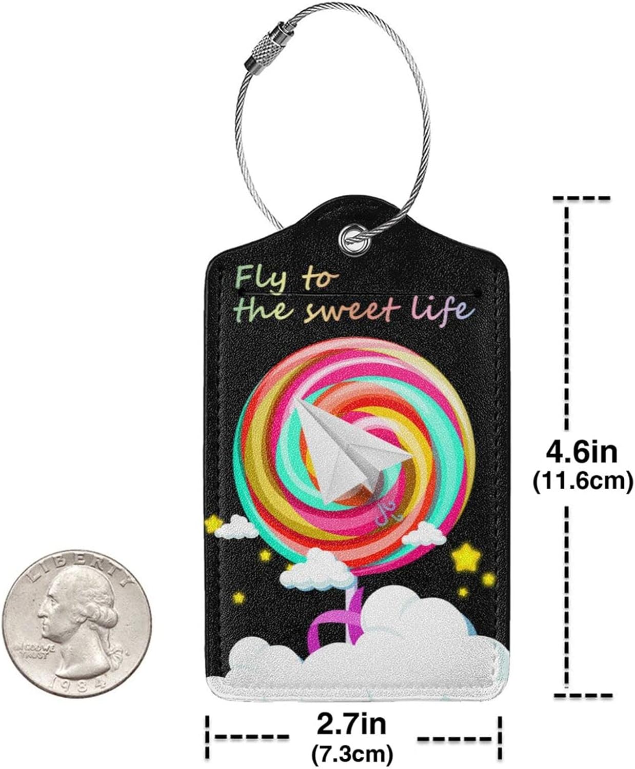 2 Pack Luggage Tag for Suitcase, Cute Unique Leather Suitcase Tags Identifiers with Privacy Name Address Labels & Durable Steel Loop for Women Men Travel