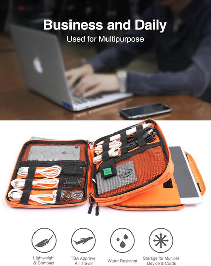 Luxtude Travel Cable Organizer Bag, Electronic Organizer Travel Case Large, Cord Organizers Bag, Tech Bag for Cable Storage/Cord Storage/iPad Pro(up to 11")/Wall Charger/Electronic Accessories