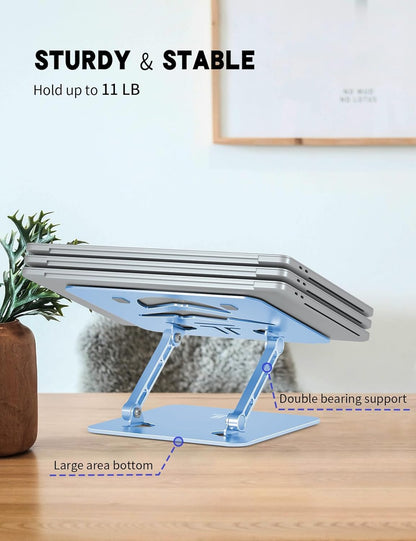 Laptop Stand Adjustable Laptop Holder for Desk, Foldable Laptop Riser Portable Computer Stand Compatible with MacBook, Lenovo, HP and All Laptops up to 15.6 inches Diamond Blue