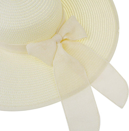 DRESHOW Beach Hats for Women Big Straw Wide Brim Summer Hat Floppy Foldable Roll up Cap Sun Hat UPF 50+