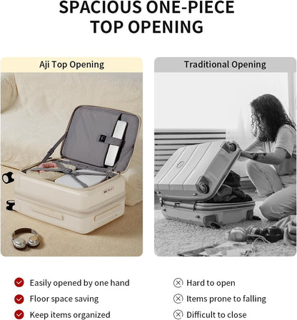 aji Expandable Top Opening Luggage Sets 2 Piece with Spinner Wheel, 20/26 Inch Luggage with TSA Lock, Lightweight PC Hard Shell Travel Luggage Suitcases for Men Women, 2-Piece Set, Coconut White