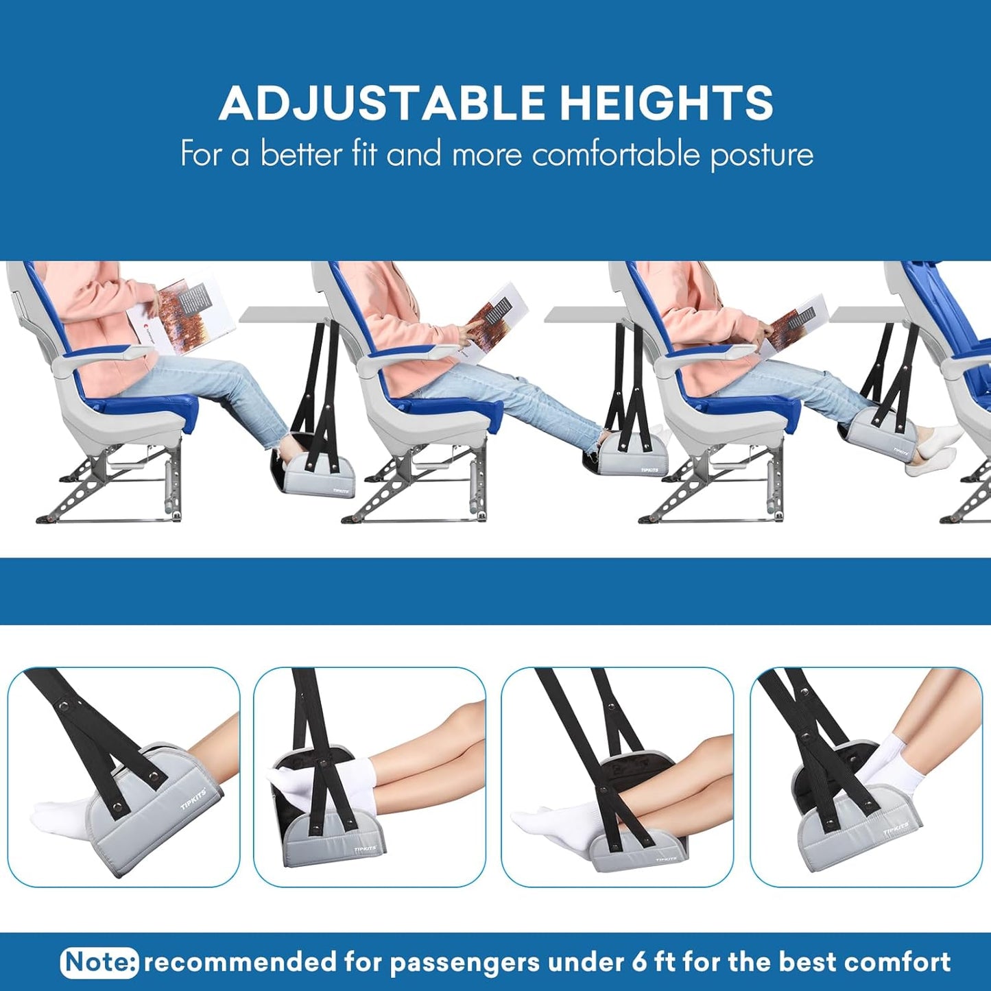 Airplane Footrest with Comfortable No Clashing Base, Portable Travel Foot Rest Made with Premium Memory Foam, Airplane Travel Accessories to Reduce Swelling and Soreness, Gifts for Travelers
