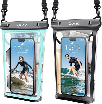 Large Waterproof Phone Pouch, Floating Waterproof Pouch for iPhone 16 15 14 13 12 Pro Max Galaxy S25 S24 S23, Adjustable Lanyard, IPX8 Waterproof Bag for Beach Cruise Swimming Rafting Boating