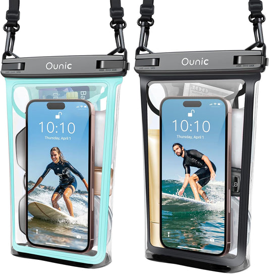 Large Waterproof Phone Pouch, Floating Waterproof Pouch for iPhone 16 15 14 13 12 Pro Max Galaxy S25 S24 S23, Adjustable Lanyard, IPX8 Waterproof Bag for Beach Cruise Swimming Rafting Boating