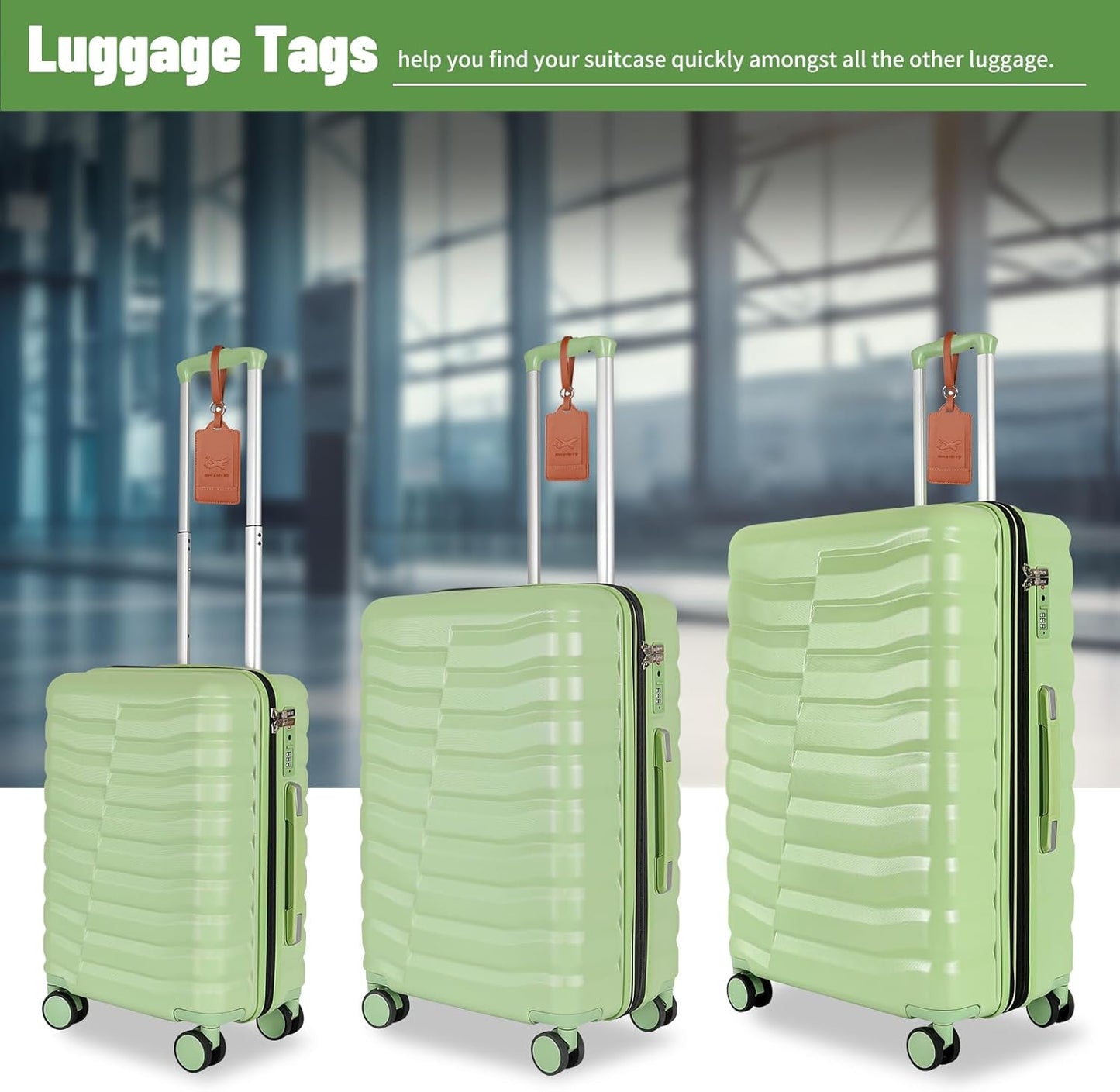 5-Piece Lightweight Luggage with Backpack Sets, ABS+PC Hard Shell Suitcase with TSA Lock & YKK Zipper (Avocado Green, 20in/24in/28in/BP/TB)