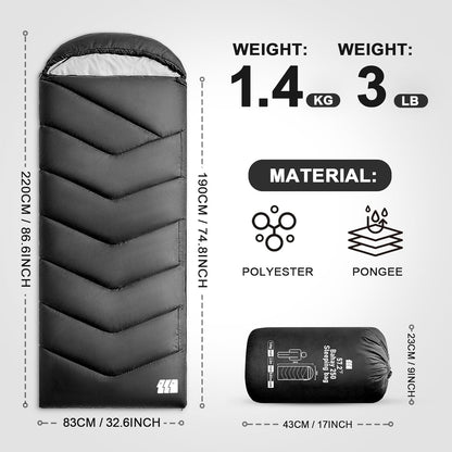 Sleeping Bags for Adults Cold Weather,Portable, Waterproof,Lightweight Camping Sleeping Bag for Tall Girls Boys with Compression Sack for Warm Camping, Hiking, Outdoor & Indoor