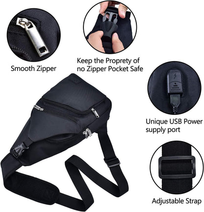 AMJ Crossbody Sling Bag Men Women, Casual Shoulder Backpack, Chest Daypack Satchel for Hiking Travel