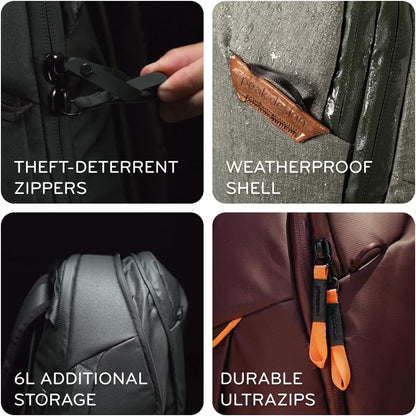 Peak Design Travel Backpack 30L, Coyote, Expandable 27-33L Design, Rear and Top Access, Weatherproof Shell, Laptop Sleeve, Ideal for Travel or Everyday Carry, Versatile Backpack for Men and Women