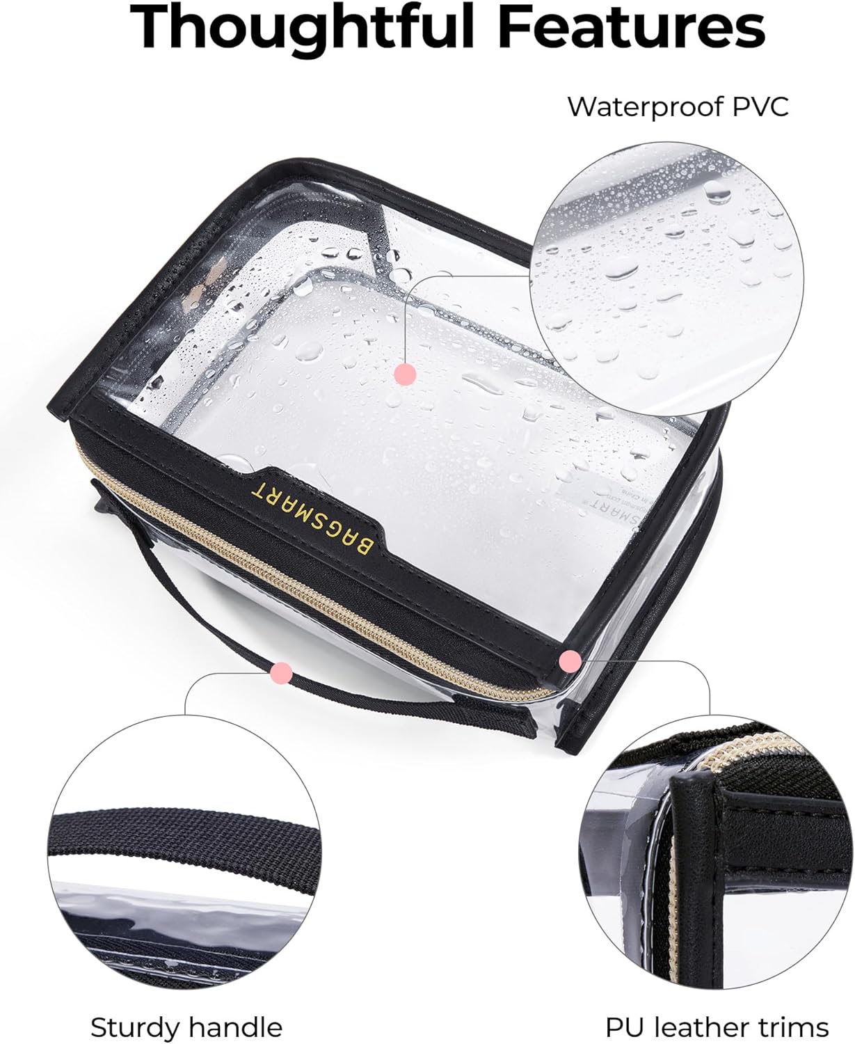 BAGSMART TSA Approved Toiletry Bag, Clear Travel Toiletry Bag, Makeup Cosmetic Pouch Bag for Women Quart Size Compliant Bag Organizer for Travel Essentials (Grey Pack of 1)