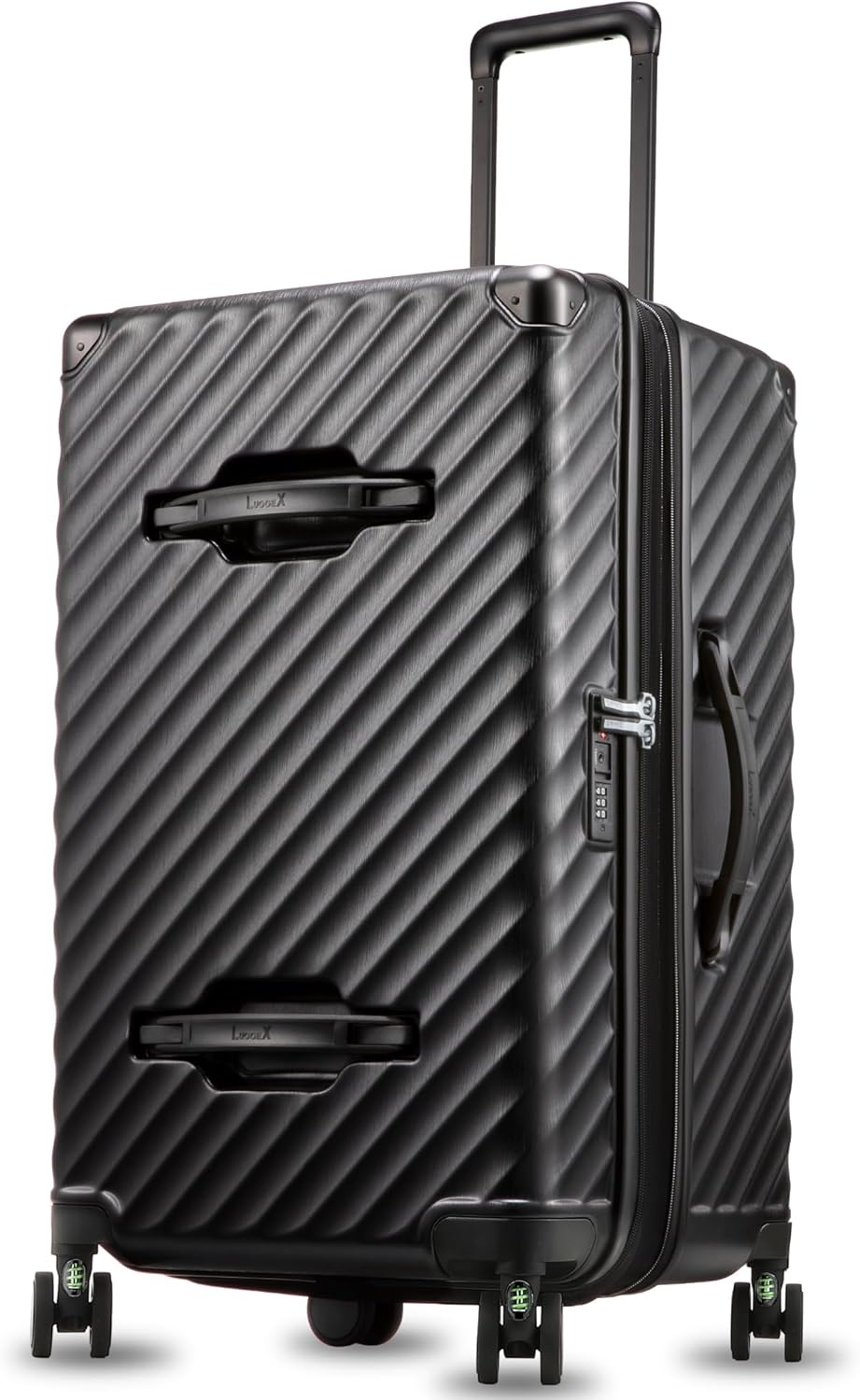 Trunk Luggage, Expandable PC Hard Shell Large Checked 28 Inch Suitcase with Shock - Absorbing Wheels & TSA Lock, Black, 91L - 105L
