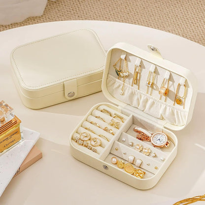 Travel Jewelry Box,Jewelry Travel Case, Small Jewelry Box,2 Layer Travel Jewlery Case, PU Leather Mini Portable Jewerly Storage Display Holder for Earrings, Ring, Necklaces, Bracelets