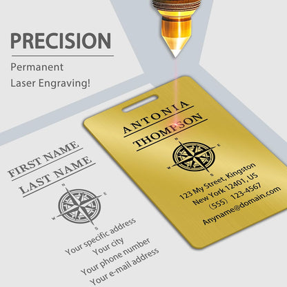 Personalized Luggage Tags for Suitcases (2/4/6/8 Pack) - Custom Engraved Metal Travel Tag, Customizable Pattern/Name/Text for Bags Backpacks Suitcases