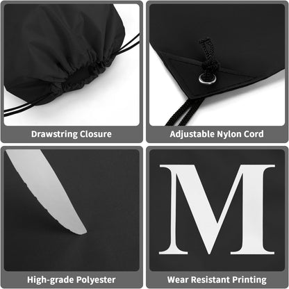 ZOMFELT 6Pcs Drawstring Backpack Drawstring Gym Bags, Foldable Draw String Backpack with Multiple Colors and Letters, Lightweight Polyester Cinch Bag for Gift, Beach, Sports, Travel, Swim (Letter M)