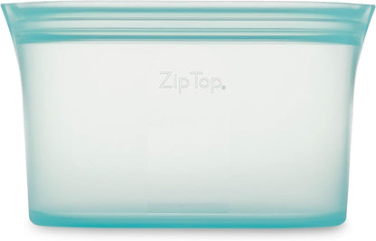 Zip Top Reusable Food Storage Bags | Medium Dish [Teal] | Silicone Meal Prep Container | Microwave, Dishwasher and Freezer Safe | Made in the USA