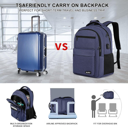 School Backpack for Teen Boys, 17.3 Inch Laptop, USB Charging Port, Anti-Theft & Water-Resistant College Bookbag, Durable Student Backpack for High School and University, Blue