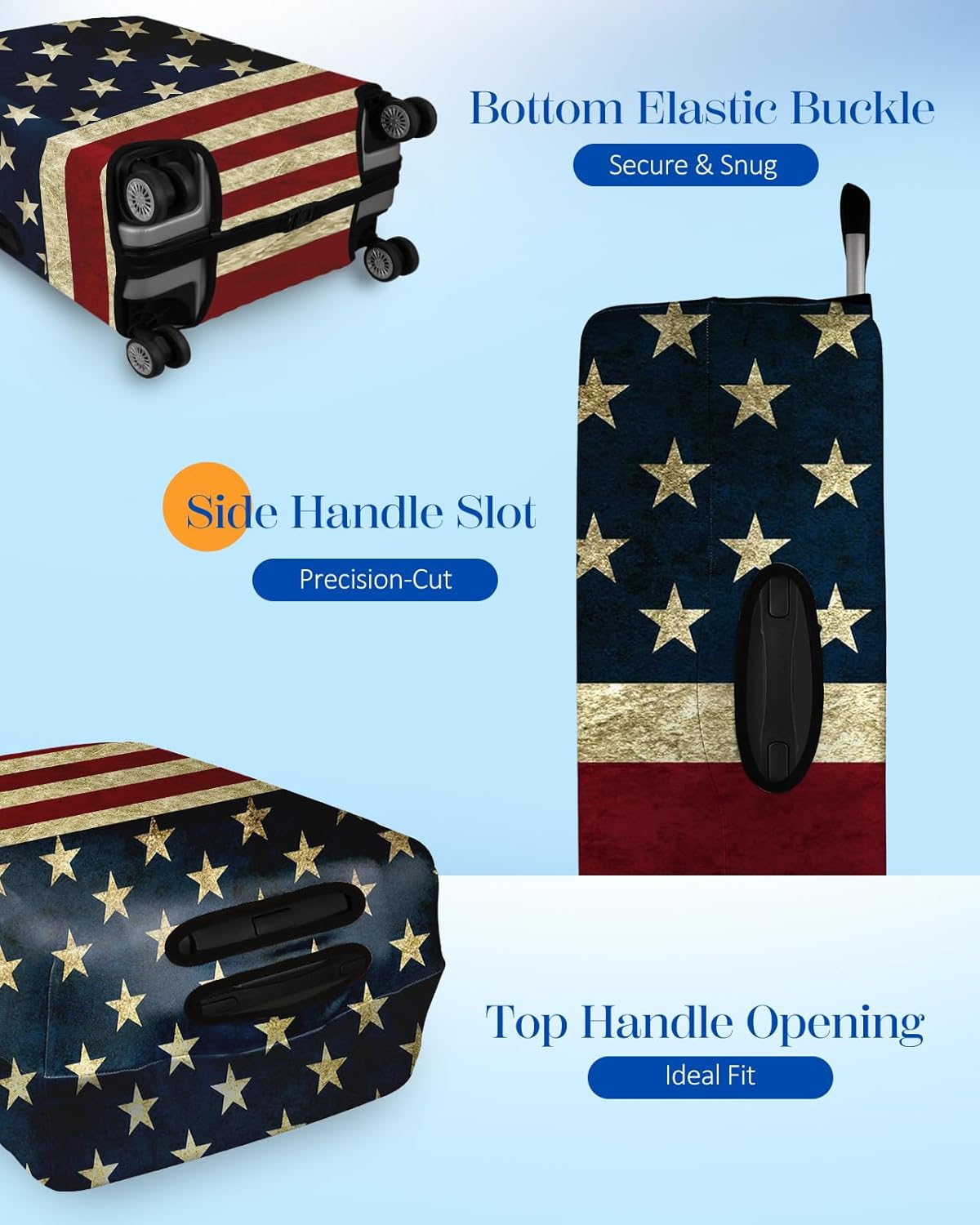 Slohif Luggage Cover for Suitcase Tsa Approved Protector - Luggage Sleeve Large Suit Case Cover Travel Stretch Baggage Case Protective Washable Fit 28-30 Inch Flag L