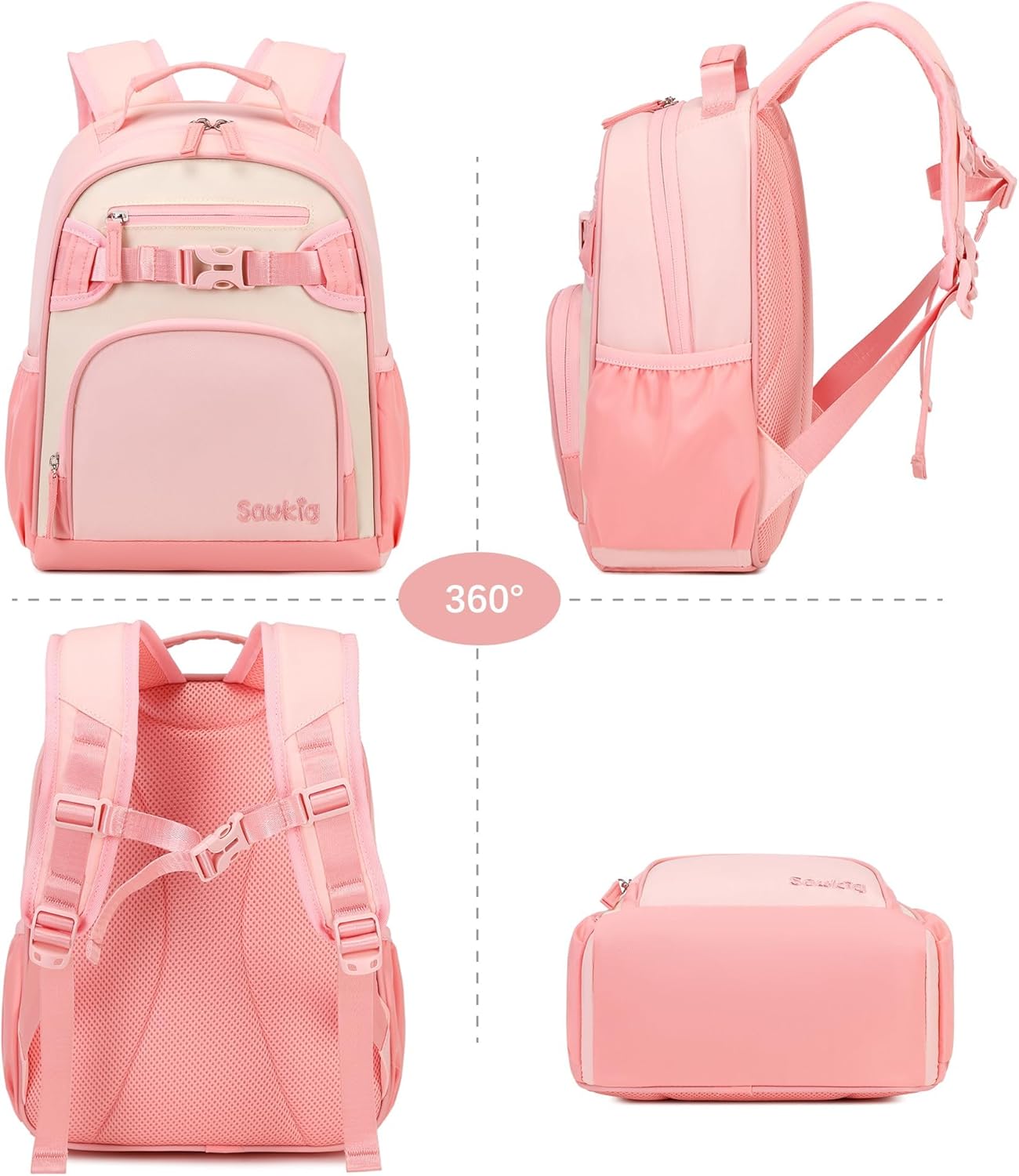 Cute Mini Toddler Backpacks for Girls 2-4 Little Kids Backpack preschool Bookbag (Pink and Cream)