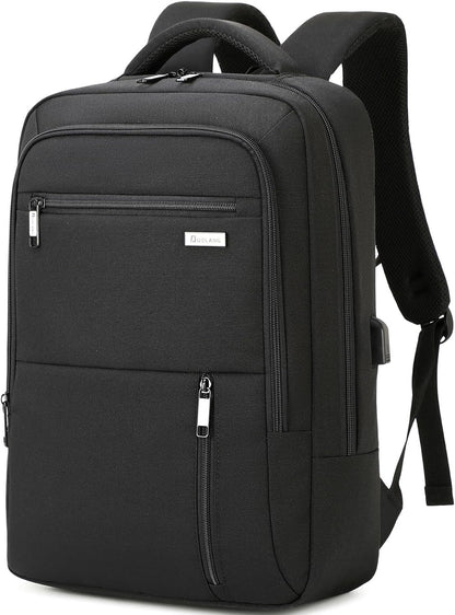 DUSLANG 15.6 Inch Laptop Backpack for Travel Water Resistant College Book bag for Men Women Laptop Bag with USB Charging Port Business Backpack,Black