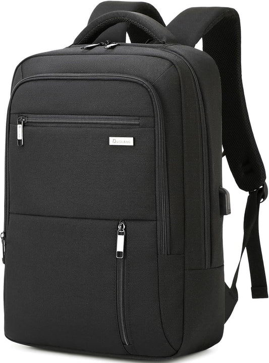 DUSLANG 15.6 Inch Laptop Backpack for Travel Water Resistant College Book bag for Men Women Laptop Bag with USB Charging Port Business Backpack,Black