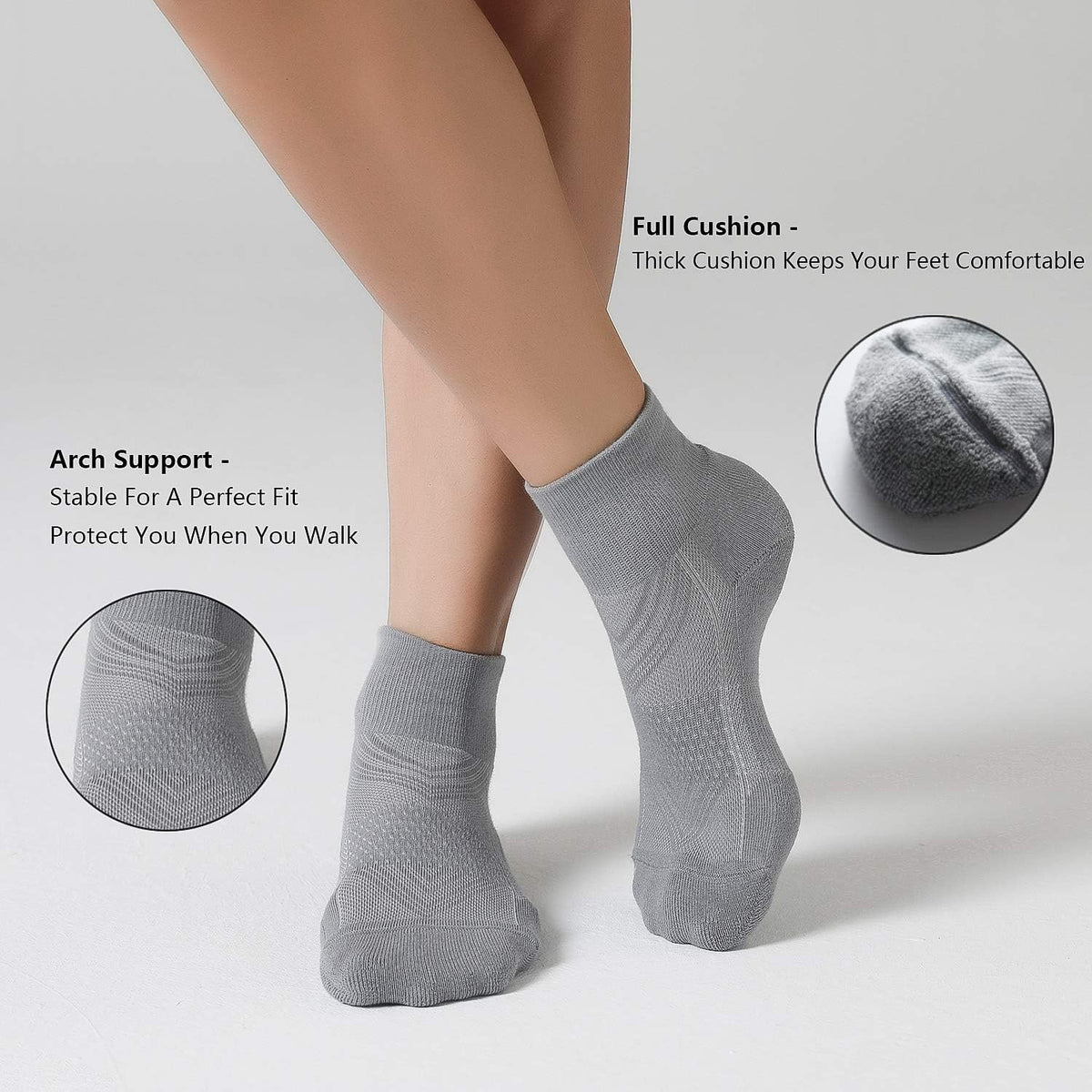 CS CELERSPORT 6 Pairs Women's Running Ankle Socks Athletic Sport Socks Cushioned