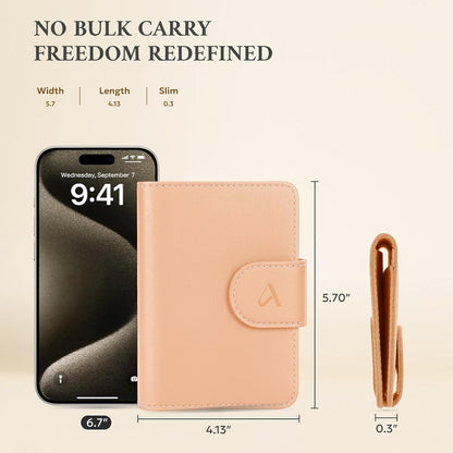 ALLIVE Genuine Leather Passport Holder, Rfid Passport Holder for Travel with AirTag Hidden, Passport Cover Wallet Travel Must Haves Airport Essentials, Passport Cover Travel Gifts (Beige)