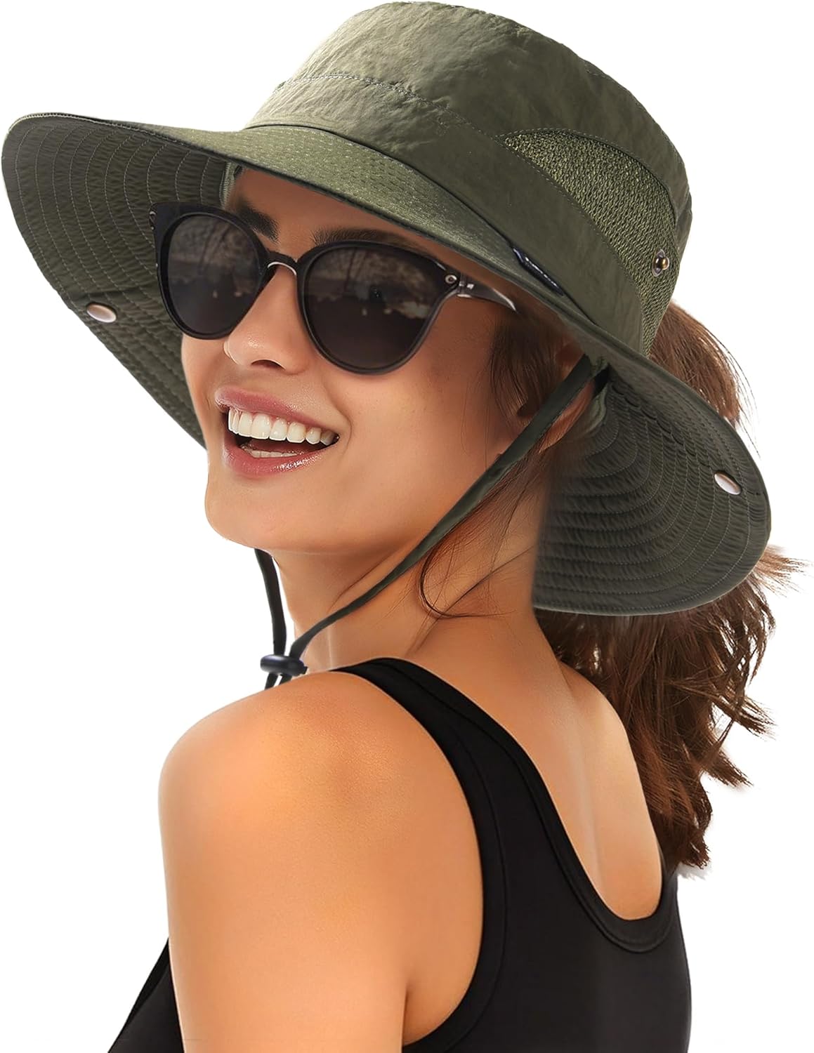 FURTALK Womens Sun Hat with Ponytail Hole Beach Hiking Summer Wide Brim UPF 80+ Outdoor Protection Foldable Bucket Hat