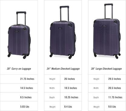 Kenneth Cole REACTION Out of Bounds Lightweight Hardshell 4-Wheel Spinner Luggage, Smokey Purple, 3-Piece Set (20", 24", & 28")