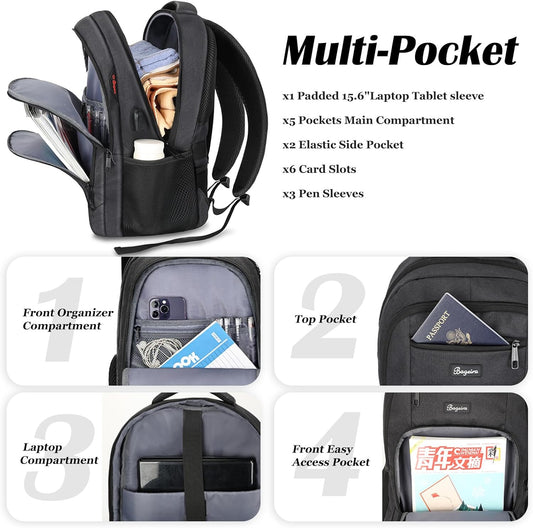 Black Backpack for School, School Backpack for Boys Girls Teens, Backpacks for Men Women, College Back Pack, Book Bag, Water Resistant Bookbag, mochilas escolares para adolescentes