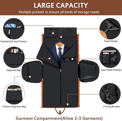Garment Bag for Travel, Convertible Carry on Garment Duffel Bag for Men 3Pcs Weekender Bag 2 in 1 Hanging Suitcase Suit Bag
