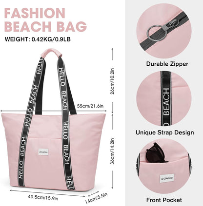 G4Free Beach Bag, Waterproof Beach Bags for Women, Personalized Strap Tote Bag for Women Birthday Gifts