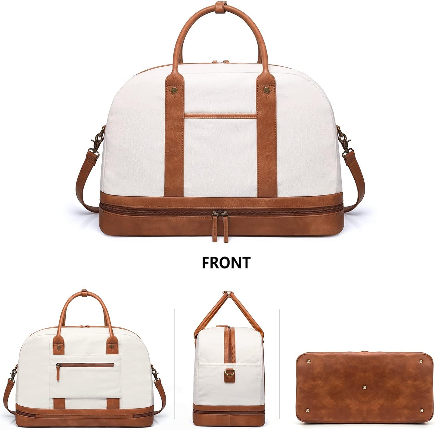 Weekender Bag for Women Canvas Overnight Bag Large Travel Tote Bag Carry on Shoulder Duffle Bag With Shoe Compartment,Perfect for Travel/Daily Use/Birthday Gift …