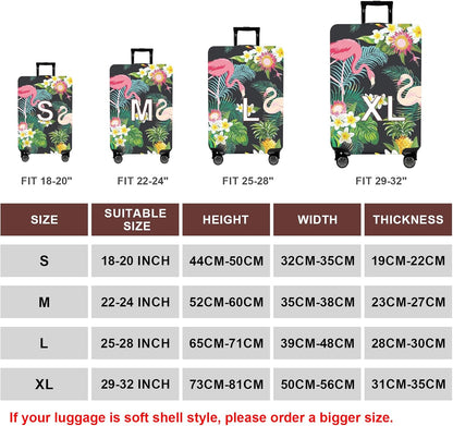 WUJIAONIAO Travel Luggage Cover Baggage Suitcase Cover Protector Skins 18-32 Inch (Flower flamingo, M (for 22-24 inch luggage))