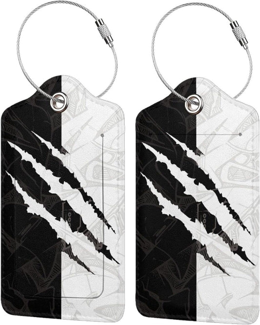 Black Against White Pattern Luggage Tags for Suitcases, Cool Scratches Bag Tags Private Name ID Labels for Travel Baggage Suitcase Lunch Box, Cruise Ships