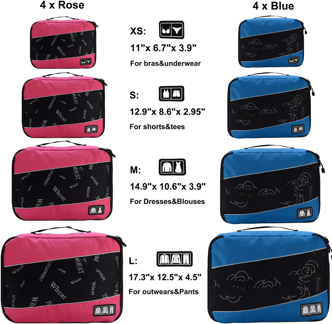 Packing Cubes Luggage Bags Organizer Durable Travel Accessories With Clothing Label