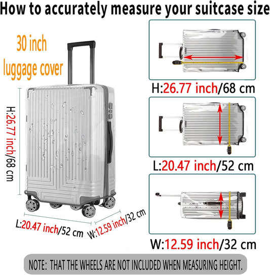 30 Inch Clear PVC Luggage Cover Protectors Suitcase Covers for Luggage Thickened suitcase protective cover for Wheeled Suitcase Suitable for 30"