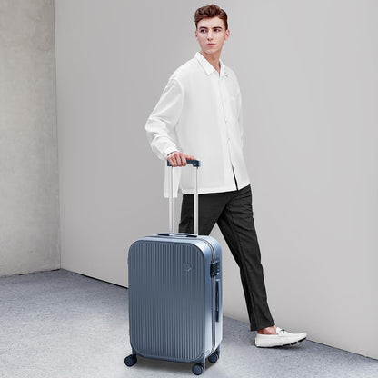 mixi Hardside PC Suitcase 24 Inch Checked Luggage Spinner Wheels TSA with Cover, Sapphire Blue