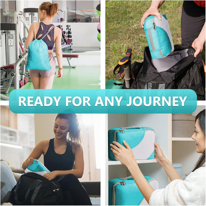 8 Set Packing Cubes for Travel, Gifts for Women Mom,Anti-Tearing Suitcase Organizer for Luggage with Shoe & Hanging Toiletry Bag,OlarHike Vacation Essentials & Accessories for Cruise Ship,Teal