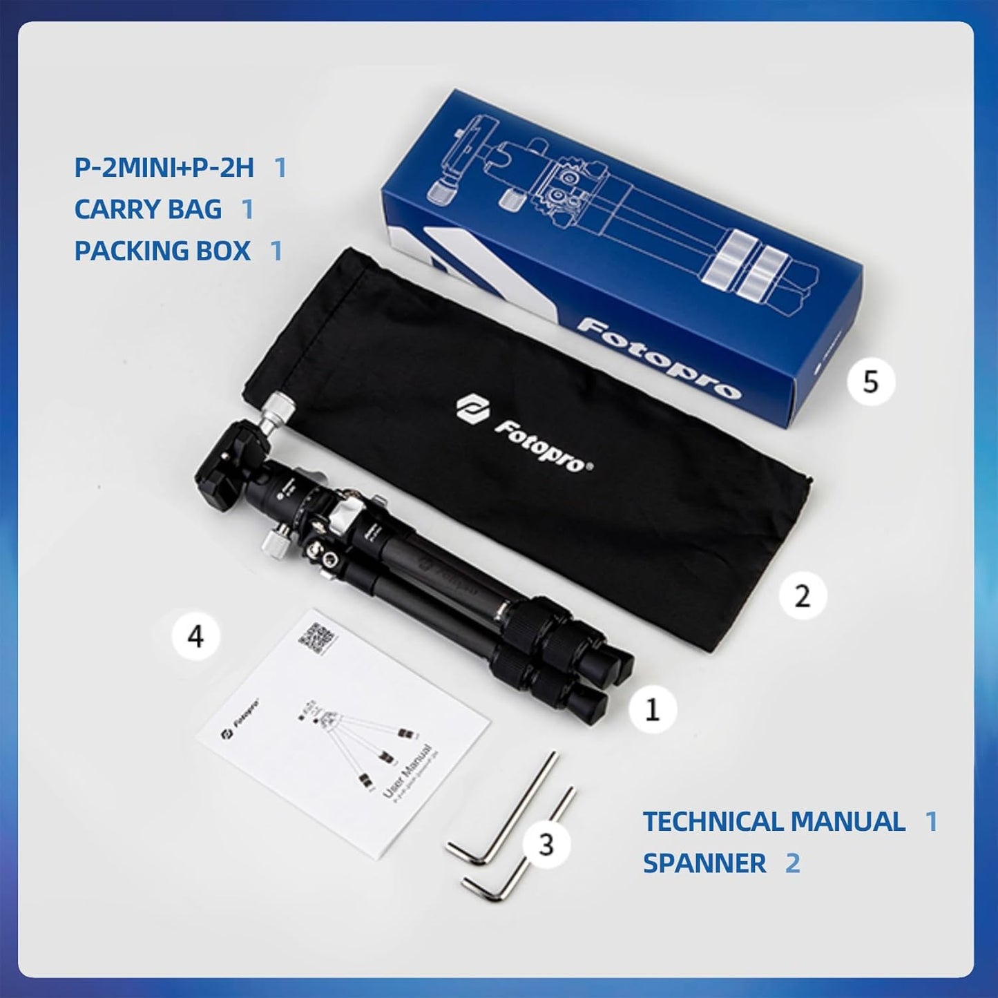 Fotopro Carbon Fiber Mini Tripod Lightweight Compact Travel Tripod with 360 Degree Ball Head, QR Plate for Camera Camcorder Mini Tripods Max Load 11lbs P-2mini Black