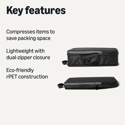 Amazon Essentials Ultralight Compression Packing Cubes Packing Organizer black 6 pack Black