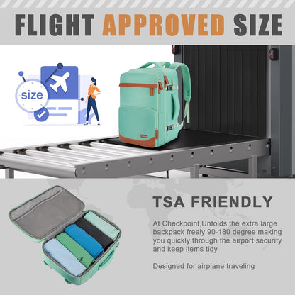 40L Travel Backpack with USB Charging Port, Water-Resistant Carry On Backpack for Men Women, Business Laptop Backpack for Trips & Commutes, Fits 15.6/17.3 Inch Laptop