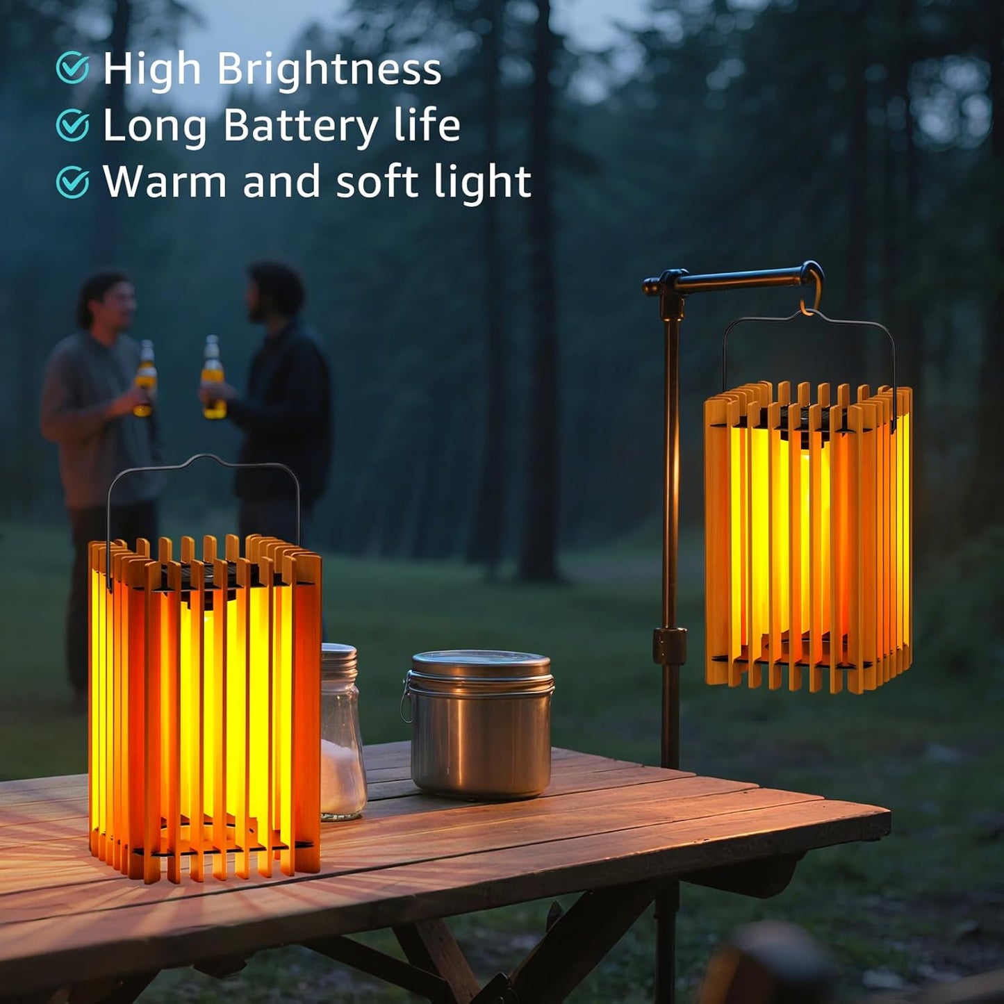 2 Set Solar Lantern Outdoor LED Hanging Solar Lantern with IP44 Rattan Outside Rating for Patio Garden Decor for Outside Porch Yard Table Top Decorative Tree Home(Square