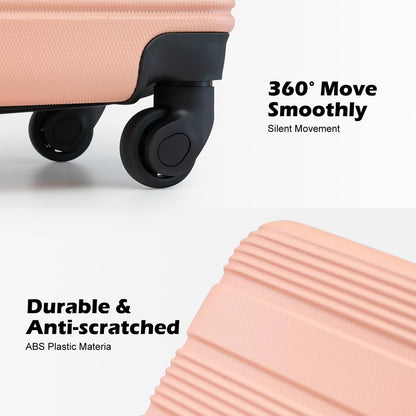 LONG VACATION 3 Piece Carry On Luggage 20 Inch Suitcase with Spinner Wheels, ABS+PC Hardshell Suitcase set with TSA Lock & YKK Zipper