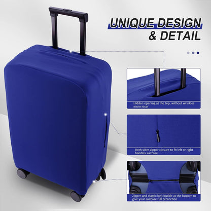 Travel Luggage Cover Suitcase Protector Scratch-Resistant Fit 19-31 Inch Suitcase, Not Included Suitcase (Blue, L(26-27 inch))