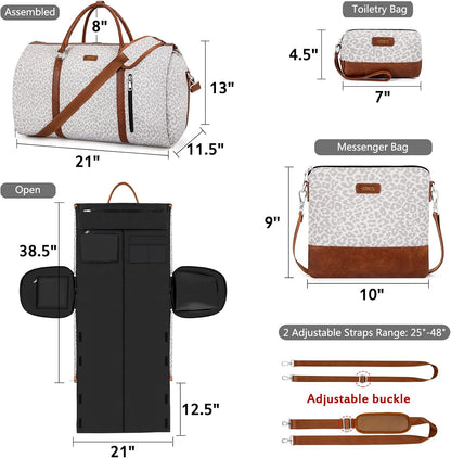 Convertible Garment Duffel Bag for Travel - Carry On Garment Bags With Toiletry Bag Large Weekender Bag for Men Women 2 in 1 Hanging Suitcase Suit Travel Duffel Overnight Bags 4pcs Set
