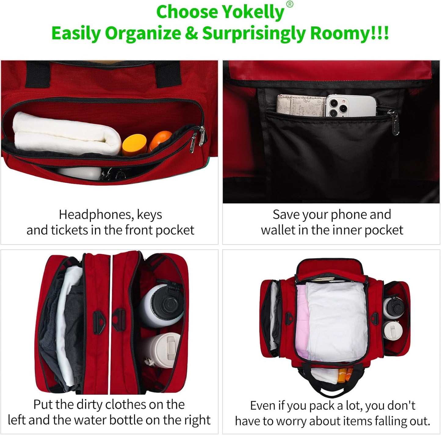 Sports Duffel Bag 20 inch for Travel Gym - Red