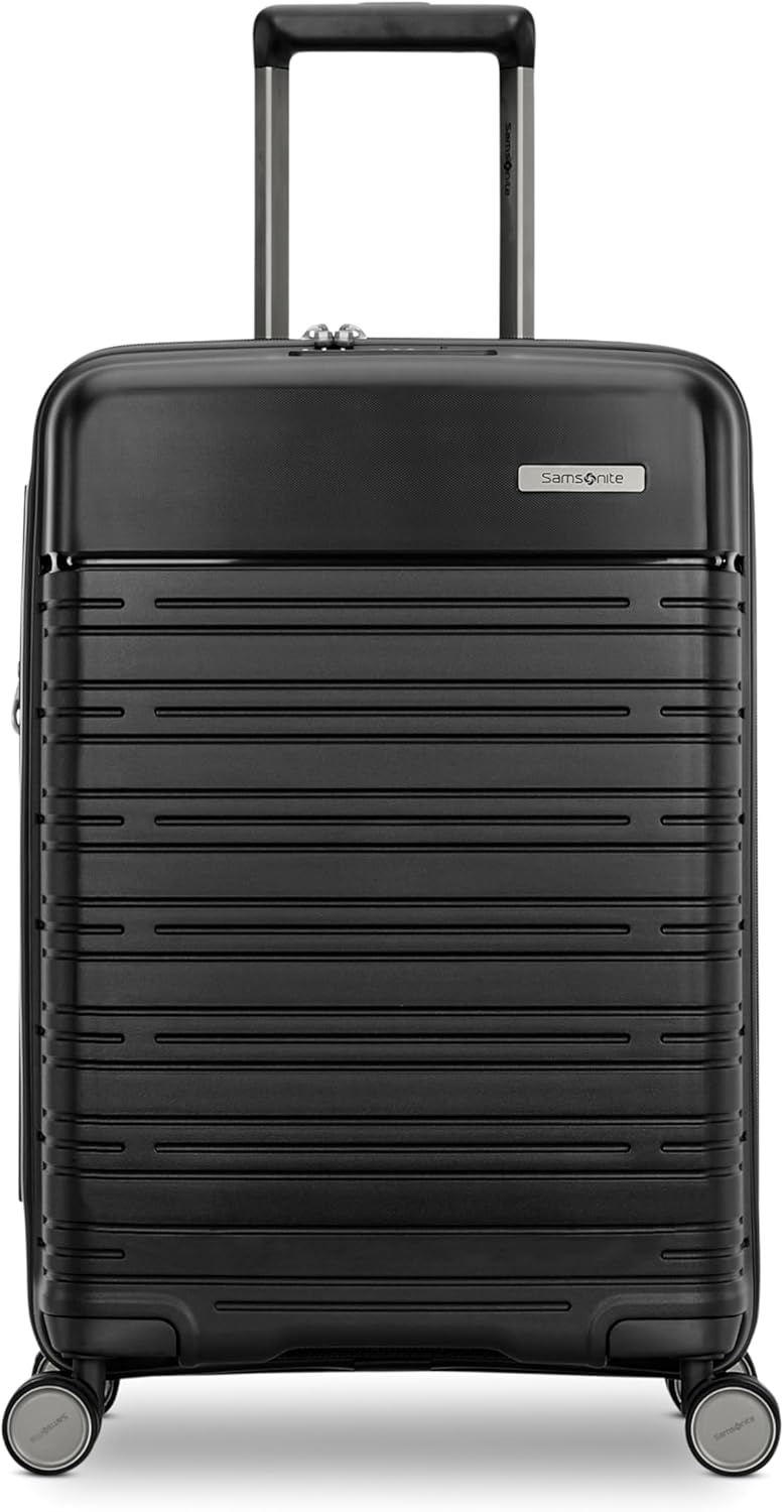 Samsonite Elevation Plus - Carry-On Hardside Luggage - Scratch Resistant Polypropylene Shell, RightHeight™ Adjustable Handle, Integrated AirTag Holder, TSA Lock, WetPak™ Compartment - Triple Black