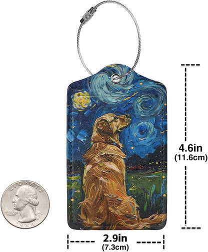 Fun Luggage Tags for Suitcases Leather Name Tag for Luggage Cute Travel Baggage Tags for Carnival Cruise Ships with Funny Patter 2pcs (Dog)